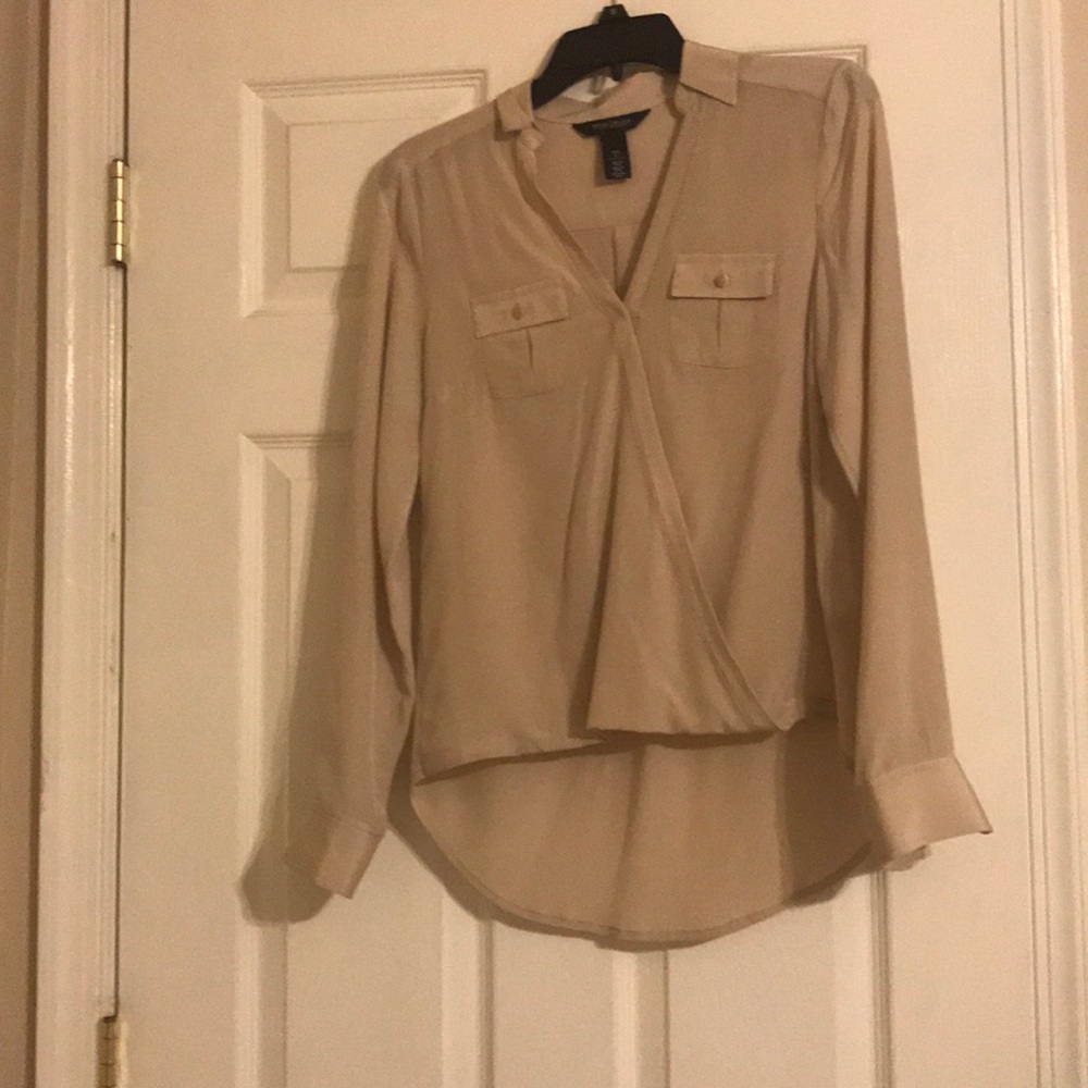 Silk tan/cream top - White House Black Market